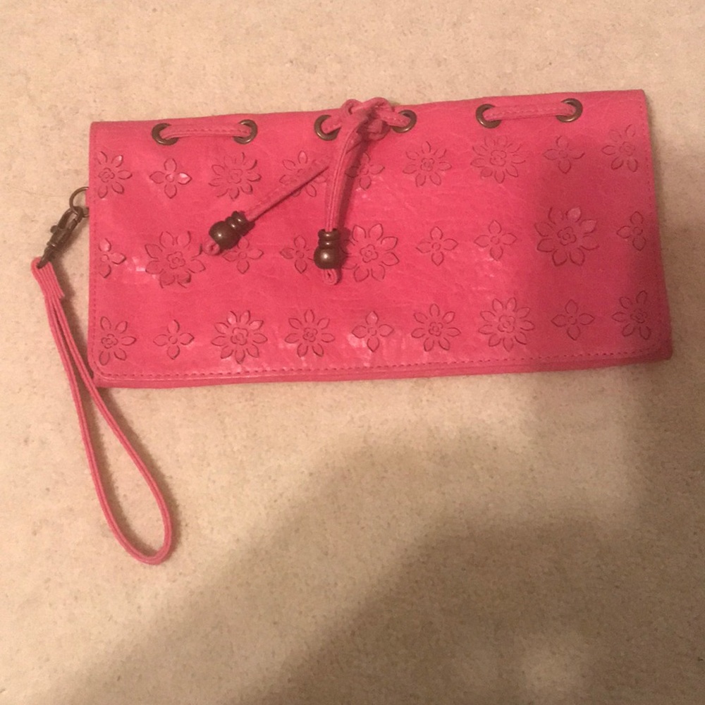 Pink Jessica Simpson leather clutch bag